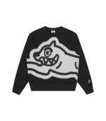 APPLIQUE JUMBO RUNNING DOG CREWNECK BLACK