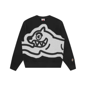 APPLIQUE JUMBO RUNNING DOG CREWNECK BLACK