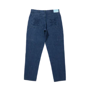 APPLIQUE LOGO BUGGY DENIM PANTS BLUE 1
