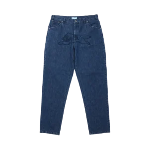 APPLIQUE LOGO BUGGY DENIM PANTS BLUE