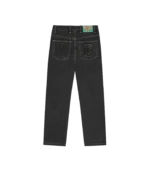 APPLIQUE RUNNING DOG DOUBLE SCOOP DENIM PANTS BLACK 1