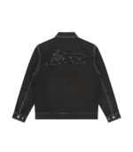 APPLIQUE RUNNING DOG ZIP DENIM JACKET BLACK 1