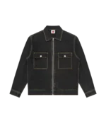 APPLIQUE RUNNING DOG ZIP DENIM JACKET BLACK