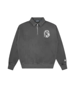 ARCH LOGO WASHED QUARTER ZIP BLACK