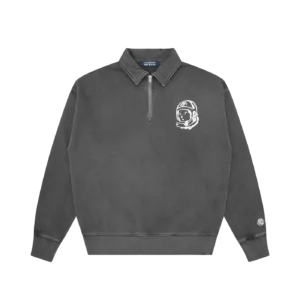 ARCH LOGO WASHED QUARTER ZIP BLACK