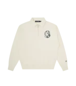 ARCH LOGO WASHED QUARTER ZIP ECRU