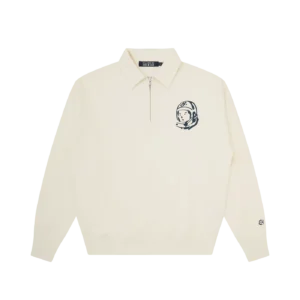ARCH LOGO WASHED QUARTER ZIP ECRU