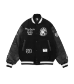 BILLIONAIRE BOYS CLUB X MANASTASH LEATHER SLEEVE JACKET BLACK