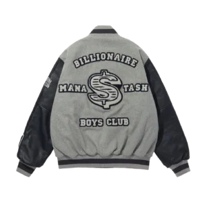 BILLIONAIRE BOYS CLUB X MANASTASH LEATHER SLEEVE JACKET GREY 1