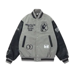 BILLIONAIRE BOYS CLUB X MANASTASH LEATHER SLEEVE JACKET GREY