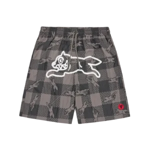 CHECKER RUNNING DOG SWIM SHORTS GREY