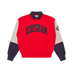 COLLARED WARM UP SWEATSHIRT RED