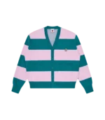 CONES & BONES STRIPED KNITTED CARDIGAN PINK GREEN STRIPE