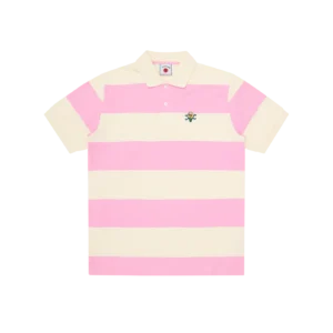 CONES & BONES STRIPED POLO SHIRT PINK CREAM
