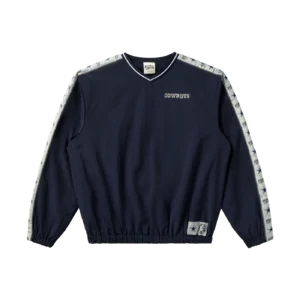 DALLAS COWBOYS WINDBREAKER V NECK TOP NAVY
