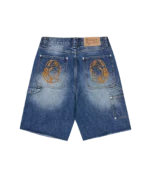 DISTRESSED ASTRO DENIM CARPENTER SHORTS MID WASH BLUE 1