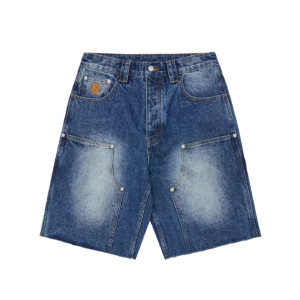DISTRESSED ASTRO DENIM CARPENTER SHORTS MID WASH BLUE