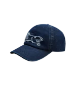 DISTRESSED RUNNING DOG DAD CAP INDIGO