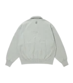 EMBROIDERED LOGO DAMAGED QUARTER ZIP SWEATSHIRT GREY 1