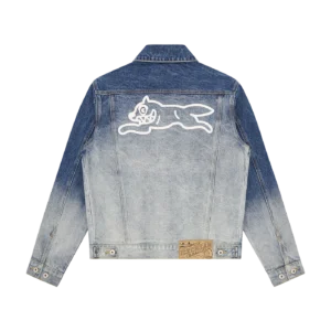 FADE OUT RUNNING DOG DENIM TRUCKER JACKET MID WASH BLUE 1