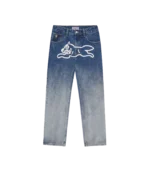 FADE OUT RUNNING DOG DOUBLE SCOOP DENIM PANTS MID WASH BLUE