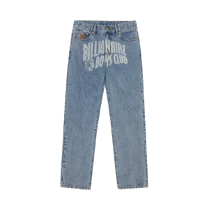FADED ARCH LOGO DENIM PANTS LIGHT WASH BLUE