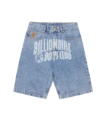 FADED ARCH LOGO DENIM SHORTS LIGHT WASH BLUE