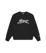GLITTER RUNNING DOG CREWNECK BLACK