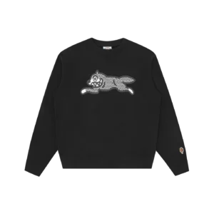GLITTER RUNNING DOG CREWNECK BLACK