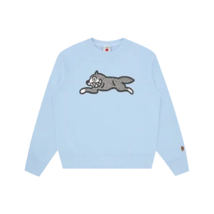 GLITTER RUNNING DOG CREWNECK BLUE