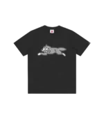 GLITTER RUNNING DOG T SHIRT BLACK