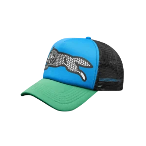 GLITTER RUNNING DOG TRUCKER CAP BLUE GREEN