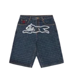 HOUNDSTOOTH RUNNING DOG JORTS INDIGO