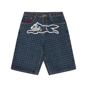 HOUNDSTOOTH RUNNING DOG JORTS INDIGO
