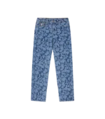 LASER CAMO DENIM PANTS MID WASH BLUE