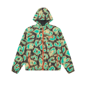 LEOPARD CAMO HOODED SHELL JACKET MULTI
