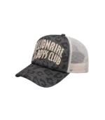 LEOPARD PRINT ARCH LOGO TRUCKER CAP OLIVE