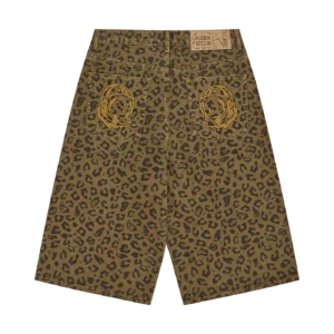 LEOPARD PRINT DENIM SHORTS MULTI 1
