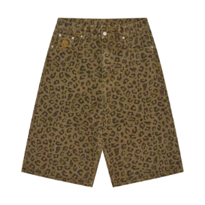 LEOPARD PRINT DENIM SHORTS MULTI