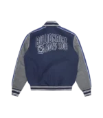 NEON ARCH LOGO VARSITY JACKET NAVY 1
