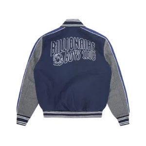 NEON ARCH LOGO VARSITY JACKET NAVY 1