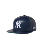 NYY LEATHER HIGH CROWN FITTED NAVY