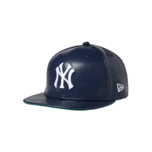 NYY LEATHER HIGH CROWN FITTED NAVY