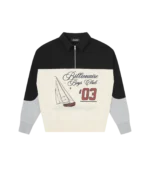 REGATTA PANELLED QUARTER ZIP BLACK ECRU