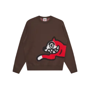 RUNNING DOG KNITTED CREWNECK BROWN