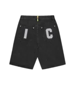 RUNNING DOG TRIPLE SCOOP DENIM SHORTS BLACK 1