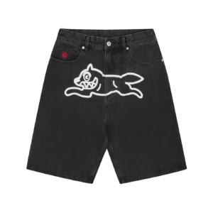 RUNNING DOG TRIPLE SCOOP DENIM SHORTS BLACK