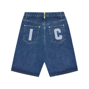 RUNNING DOG TRIPLE SCOOP DENIM SHORTS MID WASH BLUE 1