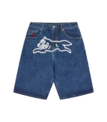 RUNNING DOG TRIPLE SCOOP DENIM SHORTS MID WASH BLUE