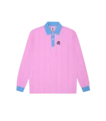 TEAM IC PINSTRIPE L S POLO SHIRT PINK